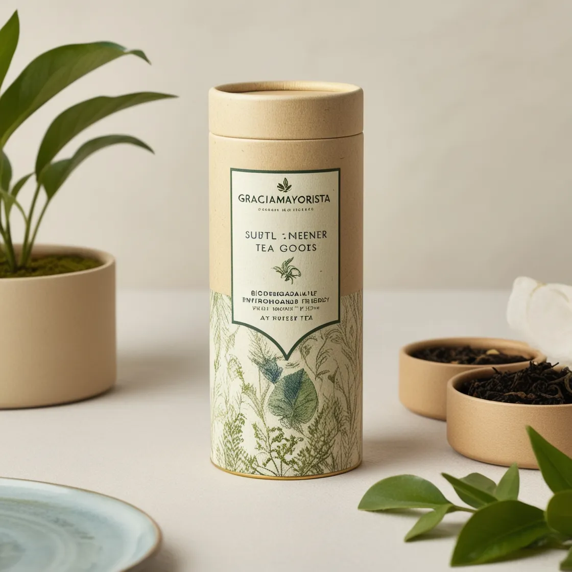 Graciamayorista biodegradable environmentally friendly food grade kraft paperboard cylinder box tea paper tube packaging