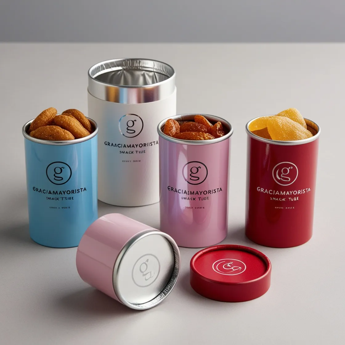 Graciamayorista Stylish Customizable Glossy Foil Lined Coated Snack Tube with Easy Tear Lid-3