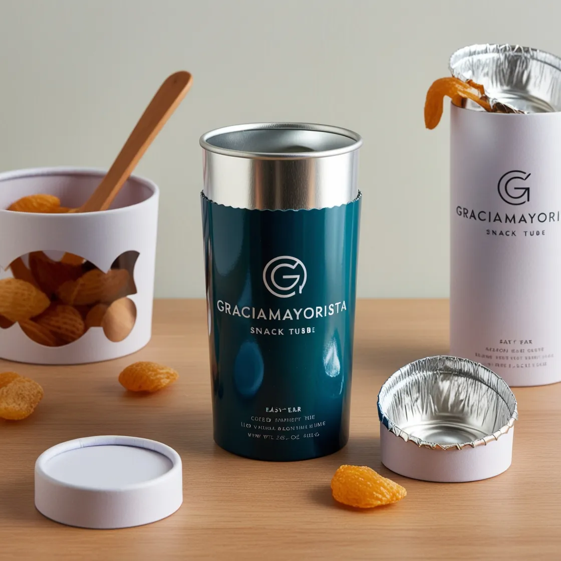 Graciamayorista Stylish Customizable Glossy Foil Lined Coated Snack Tube with Easy Tear Lid-4