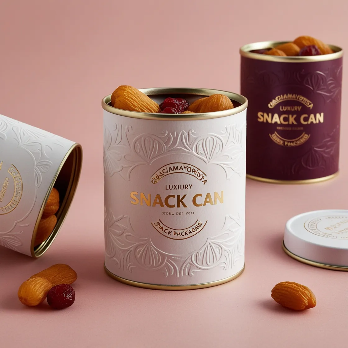 Graciamayorista Customizable Luxury Embossed Texture and Foil Lined Snack Packaging Jar with Easy Peel Lid