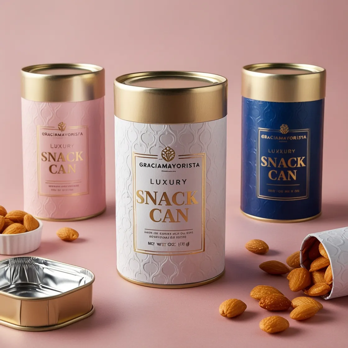 Graciamayorista Customizable Luxury Embossed Texture and Foil Lined Snack Packaging Jar with Easy Peel Lid-1