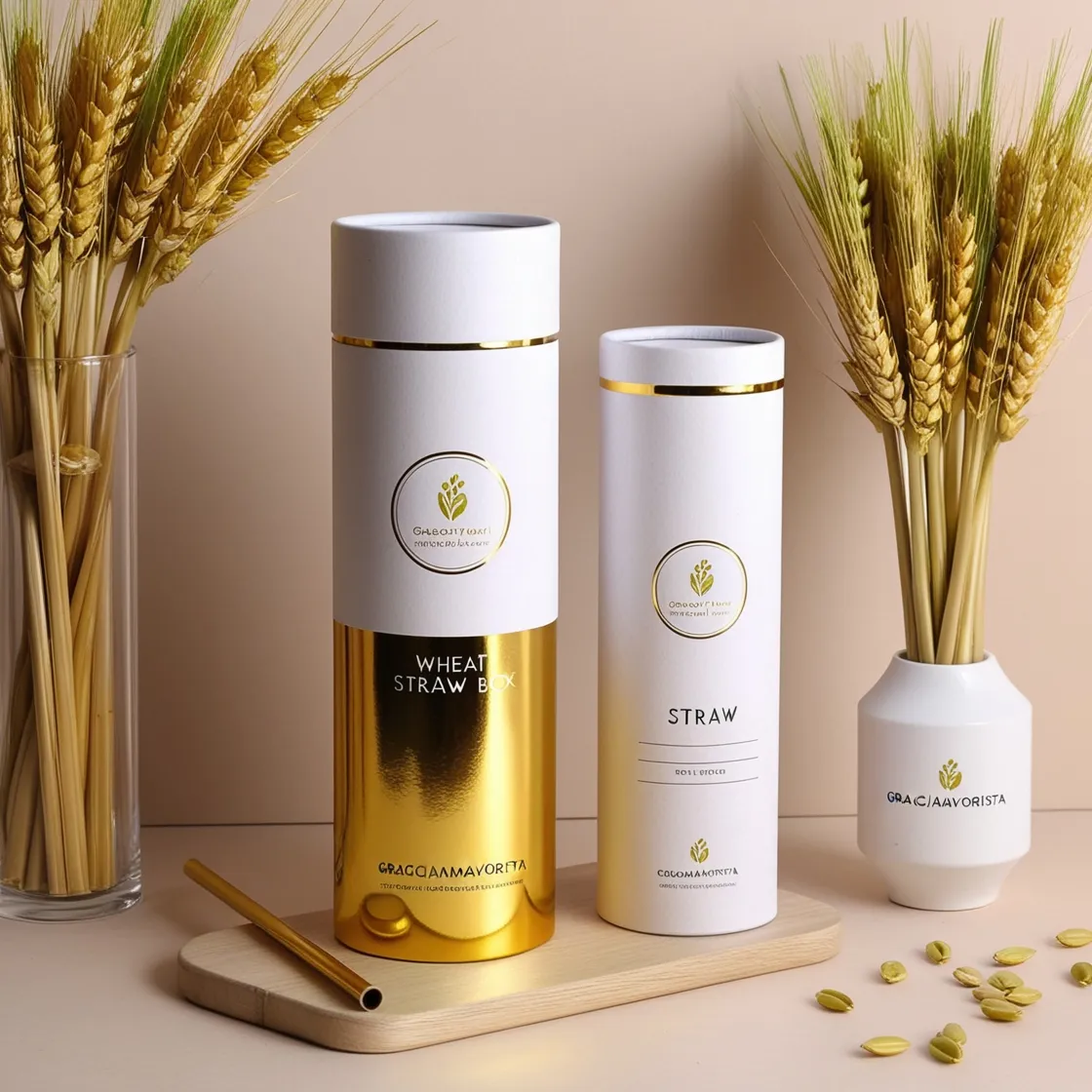 Graciamayorista Luxury Customizable Gold Foil Straw Paper Tube Packaging Box-1
