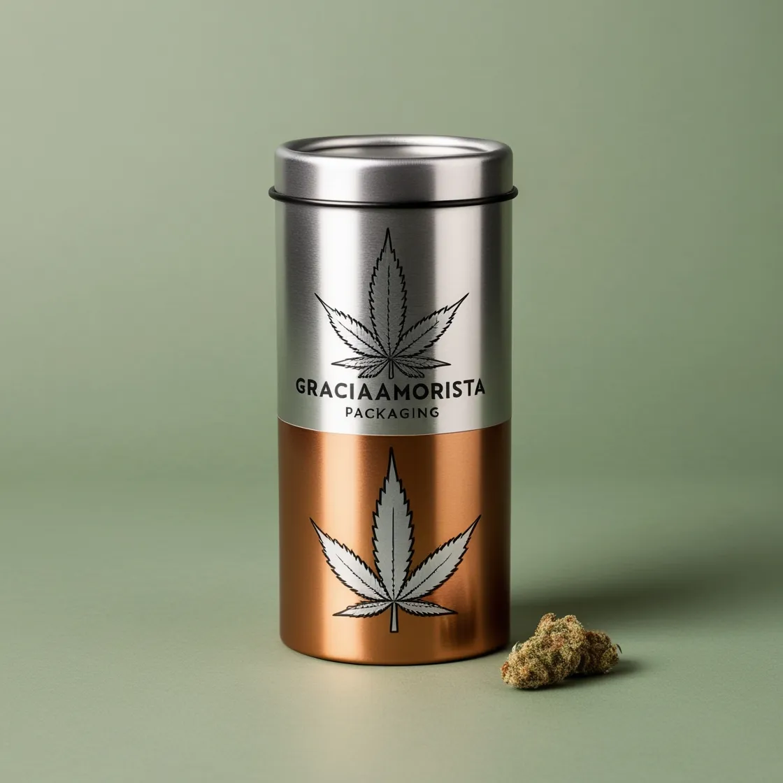 Graciamorista Industrial Steel Cannabis Paper Tube Packaging: Durable paper tube packaging in industrial steel, crafted with eco-friendly materials
