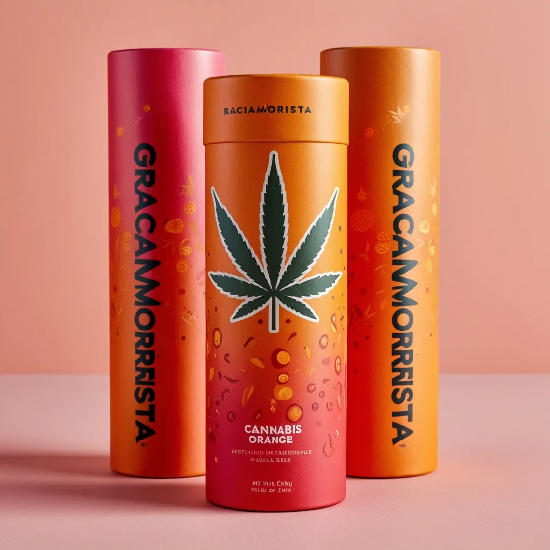 Sturdy Paper Tube Packaging Graciamorista's eco-friendly orange cannabis packaging with a matte finish.