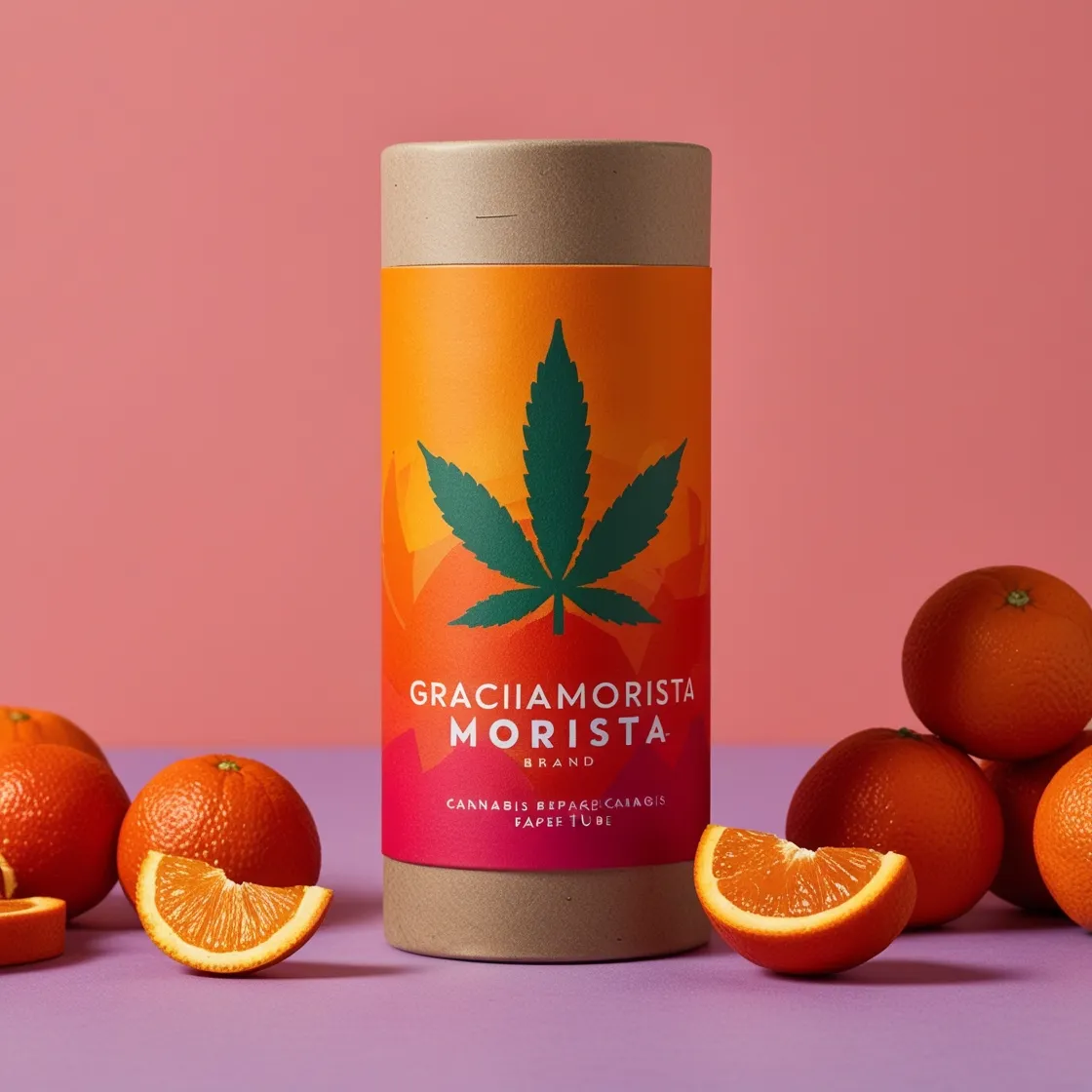 Vibrant Orange Paper Tube Graciamorista's sturdy and recyclable cannabis packaging.