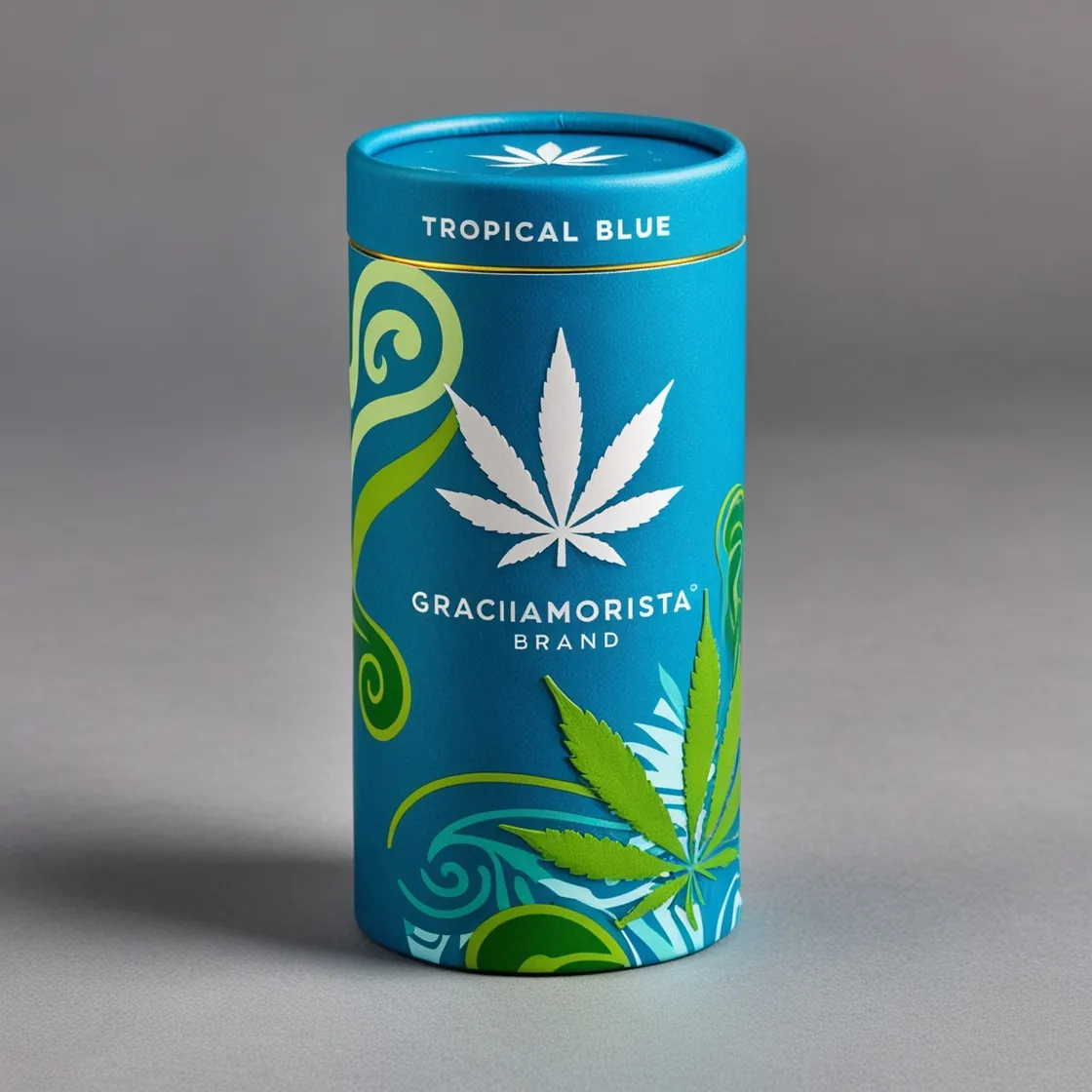 Hemp Paper Tube Cannabis Packaging in Vibrant Blue